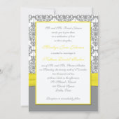 Gray Damask with Yellow Wedding Invitation (Back)