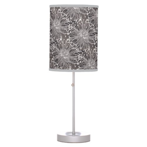 Gray Dandelion Floral Pattern Table Lamp