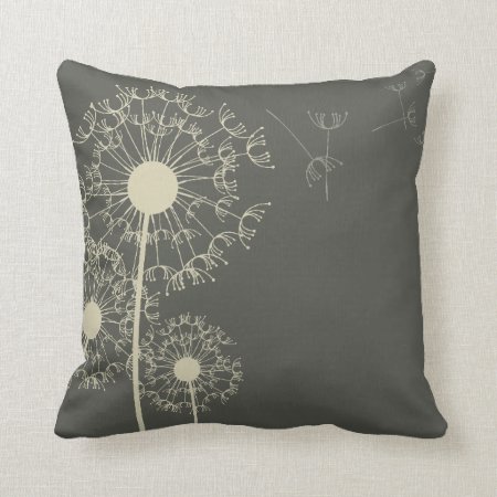 Gray Dandelion Pillow