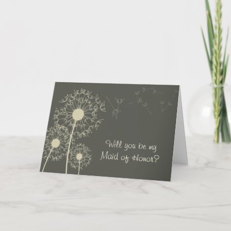 Gray Dandelion Will You Be My Maid Of Honor? Invitation