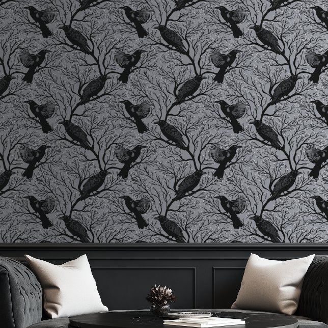 Gray Dark and Moody Gothic Ravens Wallpaper (Creator Uploaded)