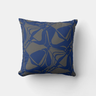 Gray Dark Blue Slanted Contemporary Art Print Throw Pillow