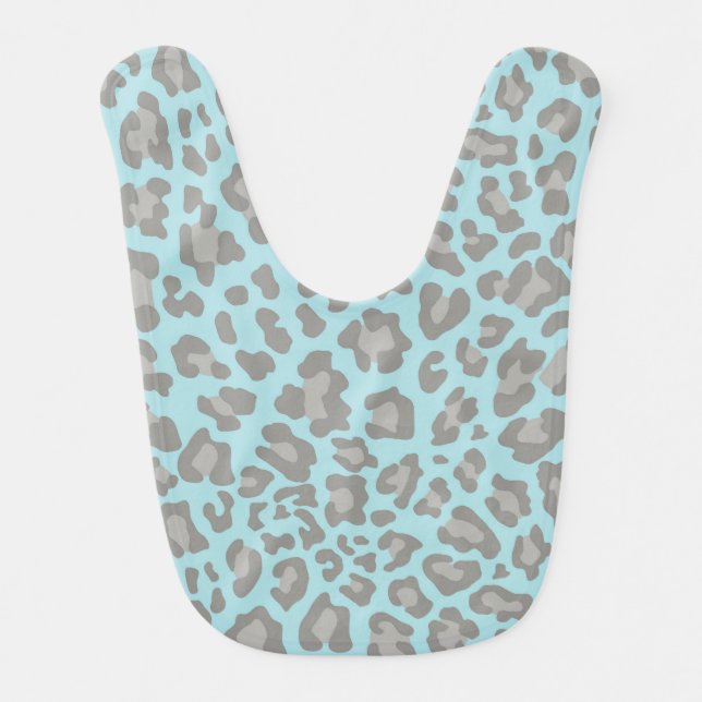 Gray, Dark Gray, Blue Leopard Print Bib (Front)