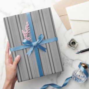 Gray & Dark Gray Thick and Thin Stripes Wrapping Paper