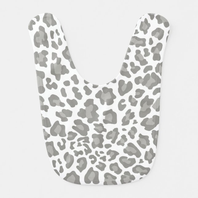 Gray, Dark Gray, White Leopard Print Bib (Front)