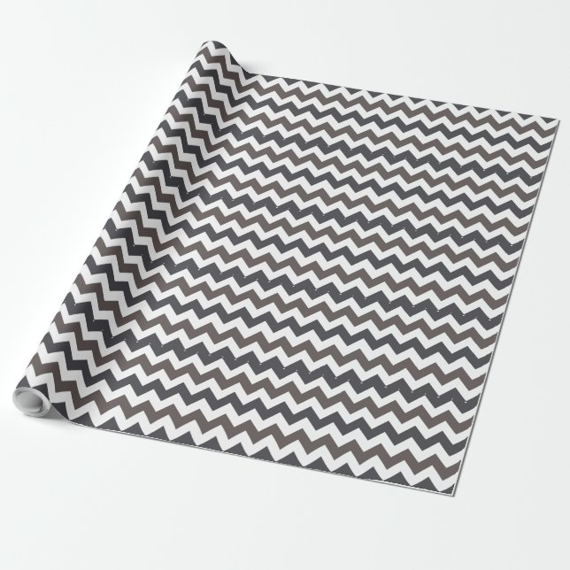 Gray Dark Liver Chevron Zigzap Pattern Wrapping Paper (Unrolled)