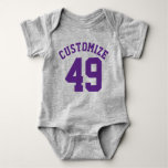 Gray &amp; Dark Purple Baby | Sports Jersey Design Baby Bodysuit at Zazzle