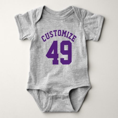 Gray & Dark Purple Baby | Sports Jersey Design Baby Bodysuit