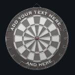 Gray Dartboard with custom text<br><div class="desc">Gray dartboard and two custom text areas.</div>