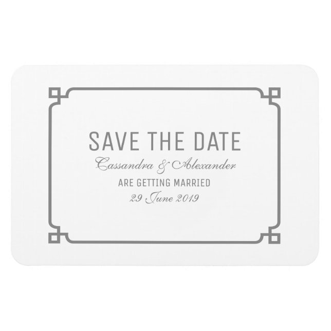 Gray Deco Chic Save the Date Magnet (Horizontal)
