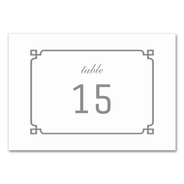 Gray Deco Chic Table Card (Front)
