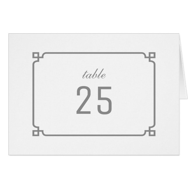 Gray Deco Chic Table Number (Front Horizontal)