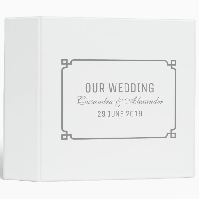 Gray Deco Chic Wedding Binder (Front/Spine)
