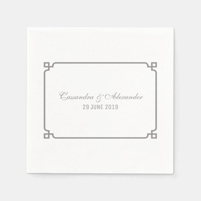 Gray Deco Chic Wedding Napkins (Front)