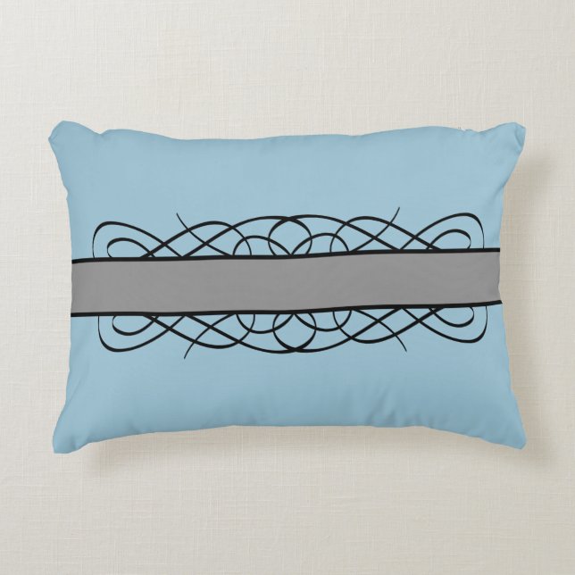 Gray Deco Flourish Accent Pillow (Front)