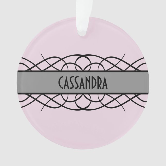 Gray Deco Flourish Acrylic Ornament (Front)