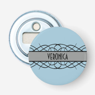 Gray Deco Flourish Button Bottle Opener