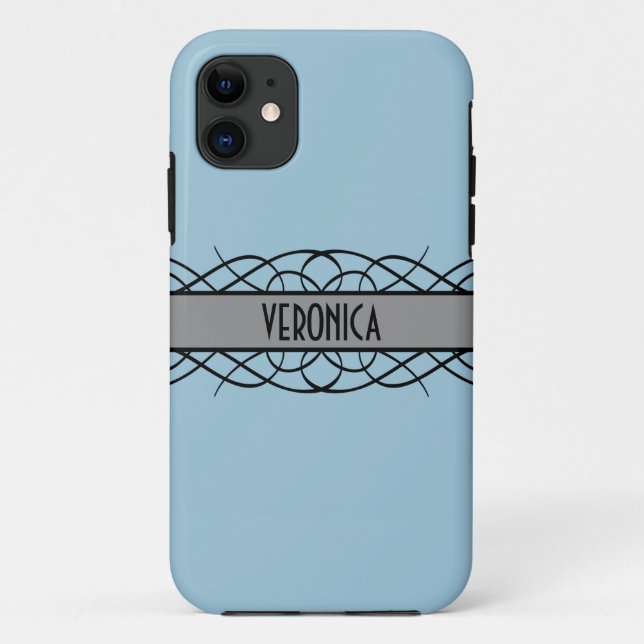 Gray Deco Flourish Case-Mate iPhone Case (Back)