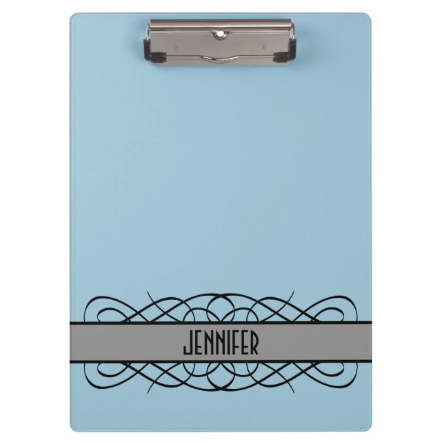 Gray Deco Flourish Clipboard (Front)