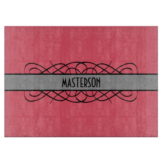 Gray Deco Flourish Cutting Board (Front)