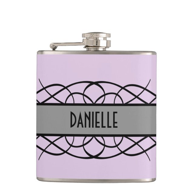 Gray Deco Flourish Flask (Front)