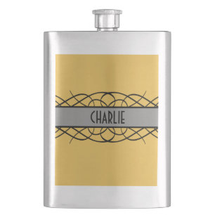 Gray Deco Flourish Flask