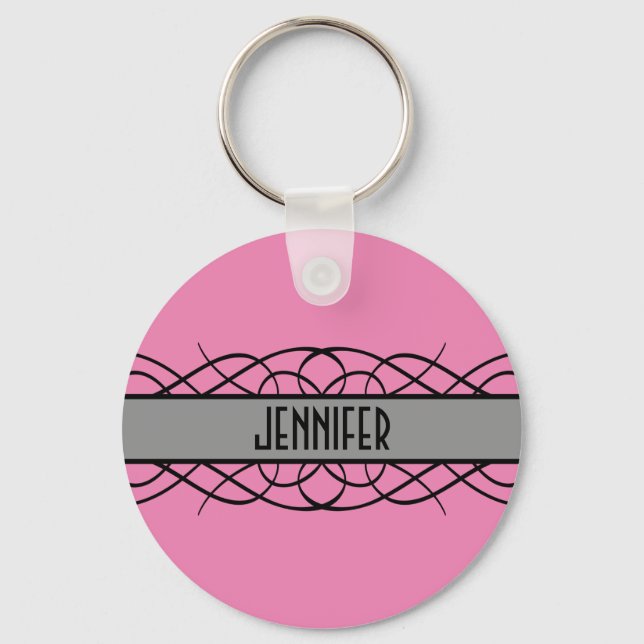 Gray Deco Flourish Keychain (Front)