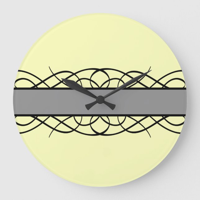 Gray Deco Flourish Large Clock (Front)