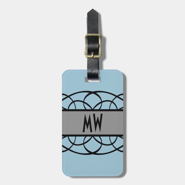 Gray Deco Flourish Luggage Tag (Front Vertical)