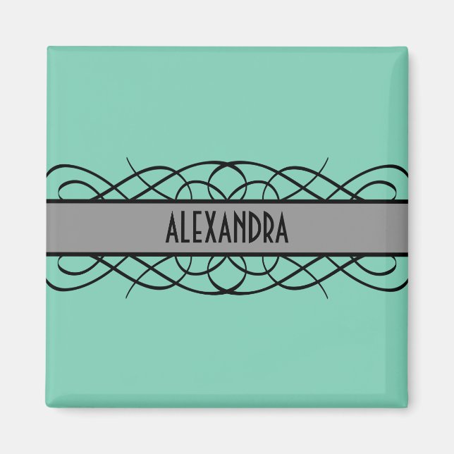 Gray Deco Flourish Magnet (Front)