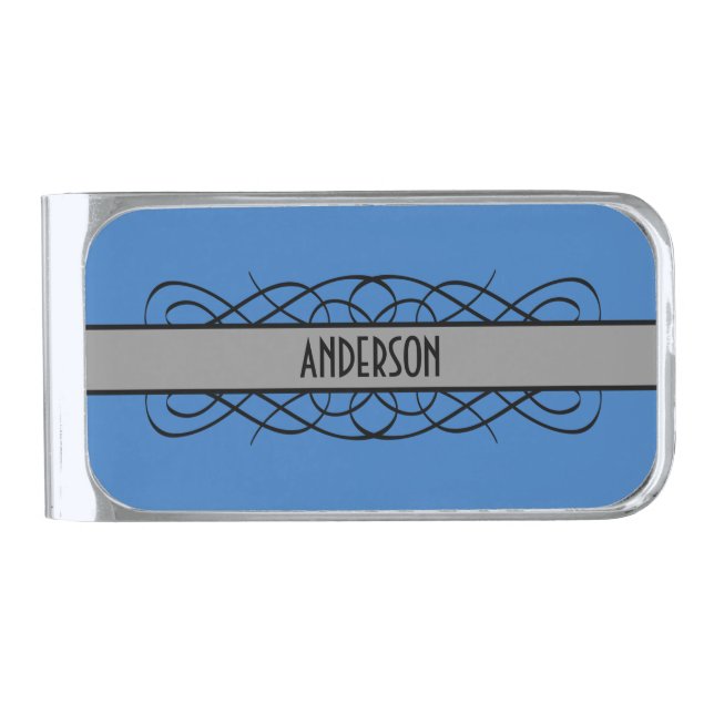 Gray Deco Flourish Money Clip (Front)