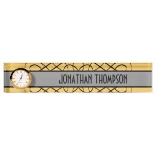 Gray Deco Flourish Nameplate