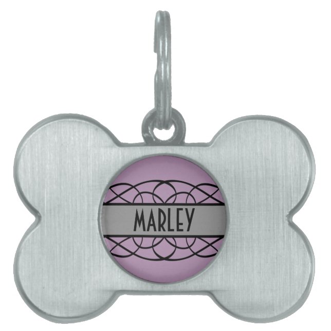 Gray Deco Flourish Pet Tag (Front)
