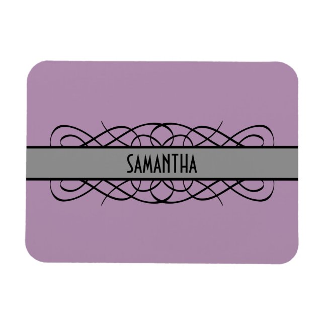 Gray Deco Flourish Premium Magnet (Horizontal)