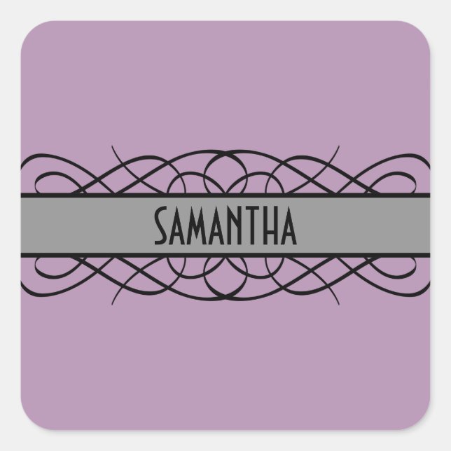Gray Deco Flourish Square Sticker (Front)
