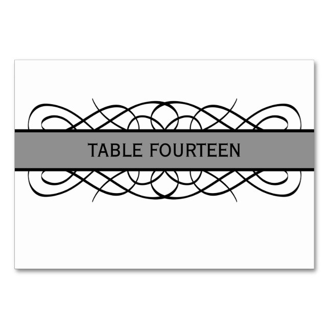 Gray Deco Flourish Table Card (Front)