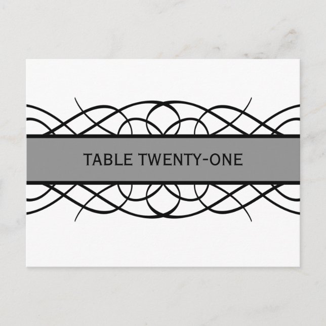 Gray Deco Flourish Table Number Postcard (Front)