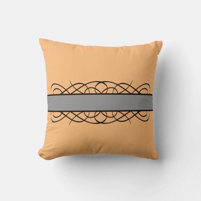 Gray Deco Flourish Throw Pillow (Front)