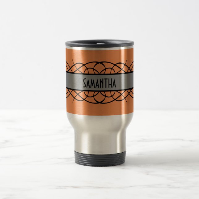 Gray Deco Flourish Travel Mug (Center)