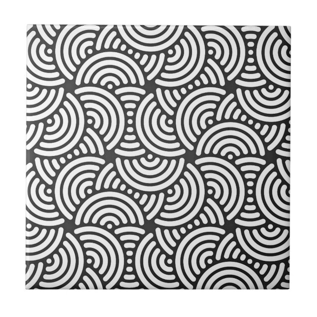 Gray Deco Japanese Curve Ceramic Tile (Front)