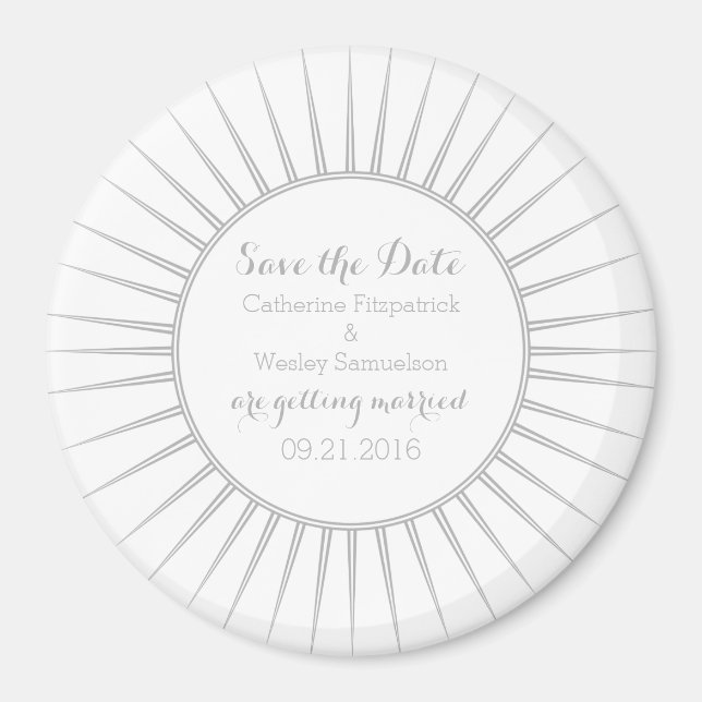Gray Deco Retro Save the Date Magnet (Front)