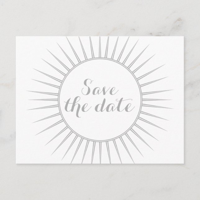 Gray Deco Retro Save the Date Postcard (Front)