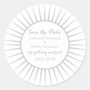 Gray Deco Retro Save the Date Stickers
