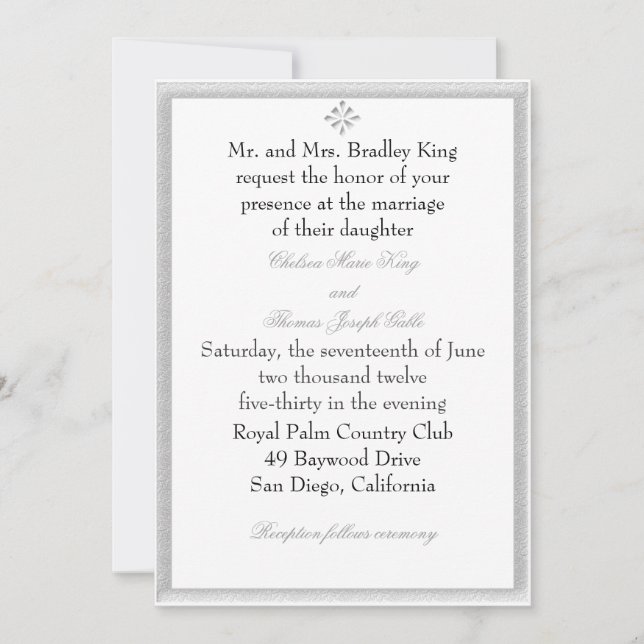 Gray Decorative Border Wedding Invitation (Front)