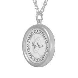 Gray Decorative Circle Monogram Necklace