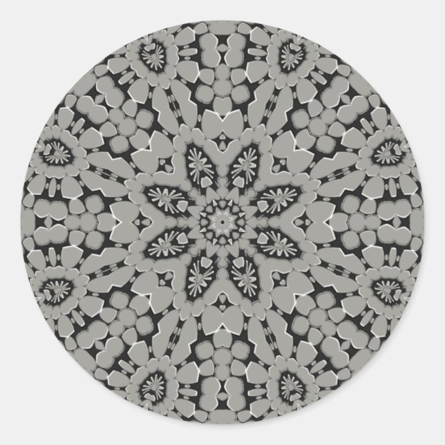 Gray Decorative Classic Round Sticker (Front)