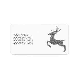 Gray Deer Shape In Faux Glitter Texture With Text Label