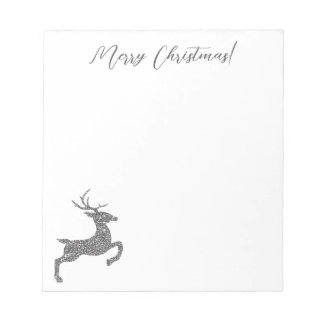 Gray Deer Shape In Faux Glitter Texture With Text Notepad