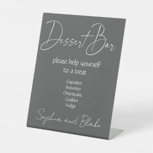Gray Dessert Bar Wedding Pedestal Sign