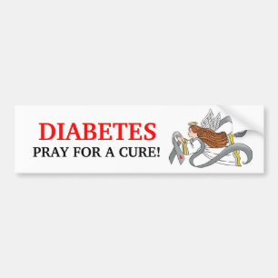 "Gray Diabetes Ribbon" Awareness Angel Bumper Sticker